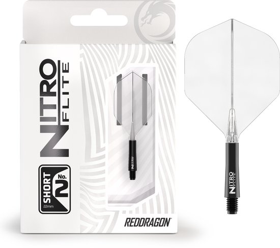 RED DRAGON Darts - Nitro Flite Flight & Shaft - Zwart/Transparant - Kort van Red Dragon