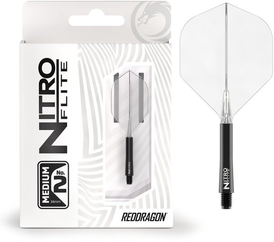 RED DRAGON Darts - Nitro Flite Flight & Shaft - Zwart/Transparant - Medium van Red Dragon