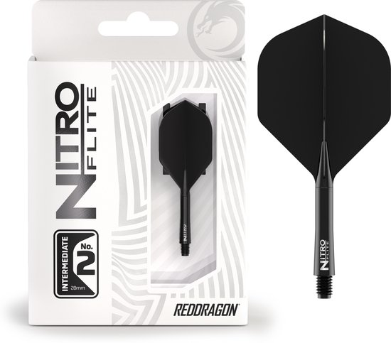 RED DRAGON Darts – Nitro Flite Flight & Shaft – Zwart/Zwart – Intermediate van Red Dragon