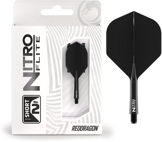 RED DRAGON Darts – Nitro Flite Flight & Shaft – Zwart/Zwart – Kort van Red Dragon