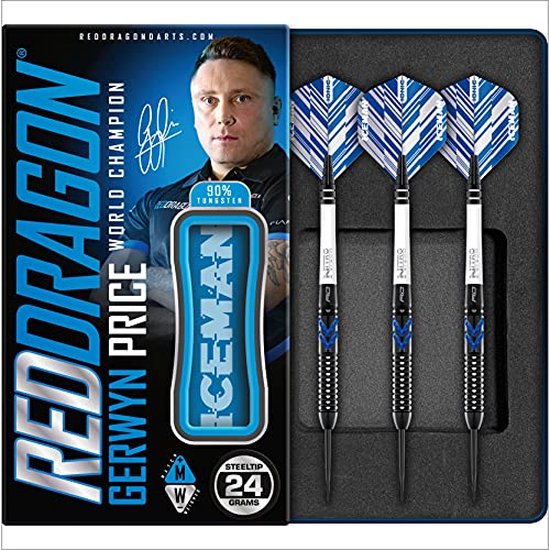 RED DRAGON - Gerwyn Price Blue Ice SE: Steeltip Tungsten Dartpijlen Professioneel - 24 gram van Merkloos