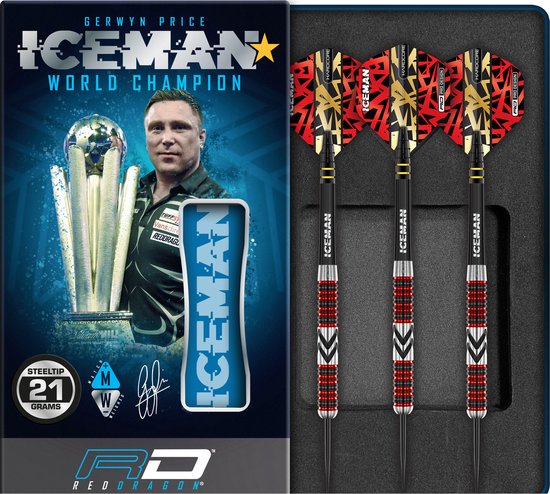RED DRAGON - Gerwyn Price Iceman Firebird: Steeltip Tungsten Dartpijlen Professioneel - 21 gram van Merkloos