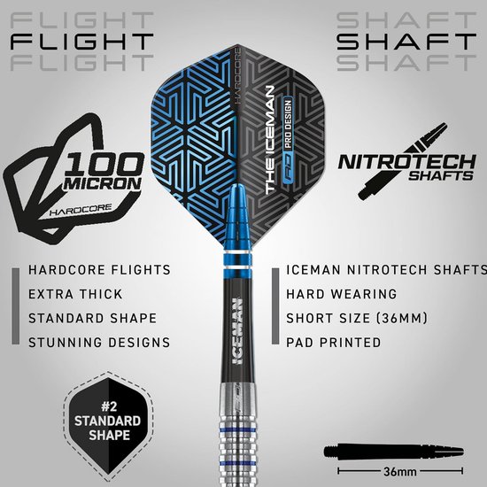 RED DRAGON Gerwyn Price Iceman Midnight Edition Premium Tungsten Dart Set with Flights and Stems van Red Dragon