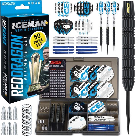 RED DRAGON - Gerwyn Price Iceman Ultimate Steeltip Brass Dartpijlen Set Professioneel - 22 gram van Red Dragon