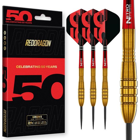 Red Dragon Golden Virgin 5 Anniversary Limited Edition 90% - Dartpijlen van Merkloos
