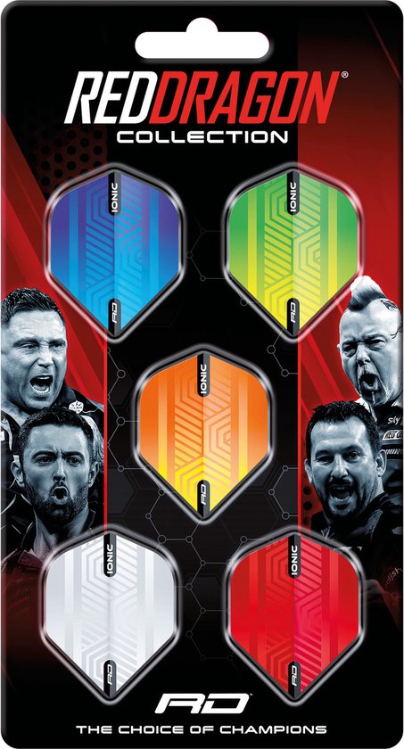 RED DRAGON - Hardcore Ionic Vlucht Collectie - 1 sets per pakket van elke vlucht (15 dartvluchten in totaal) van Red Dragon