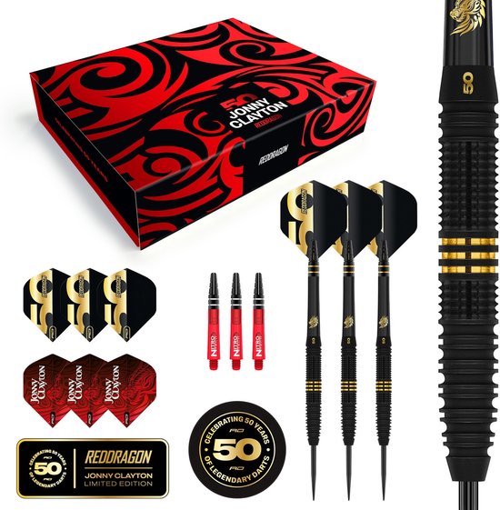 Red Dragon Jonny Clayton 50 Years Anniversary Limited Edition 90% - Dartpijlen