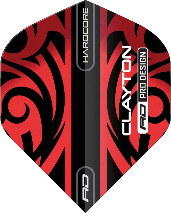 Red Dragon Jonny Clayton Hardcore Red & Black Tribal - Dart Flights van Red Dragon