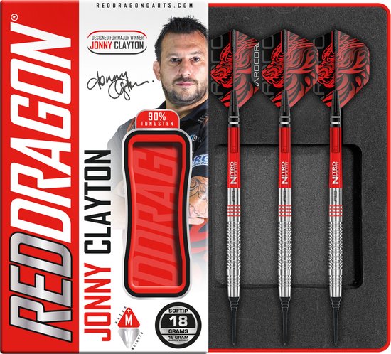 RED DRAGON - Jonny Clayton Original: Softip Tungsten Steel Dartpijlen Professioneel - 18 gram vat, 20 gram totaal gewicht van Red Dragon