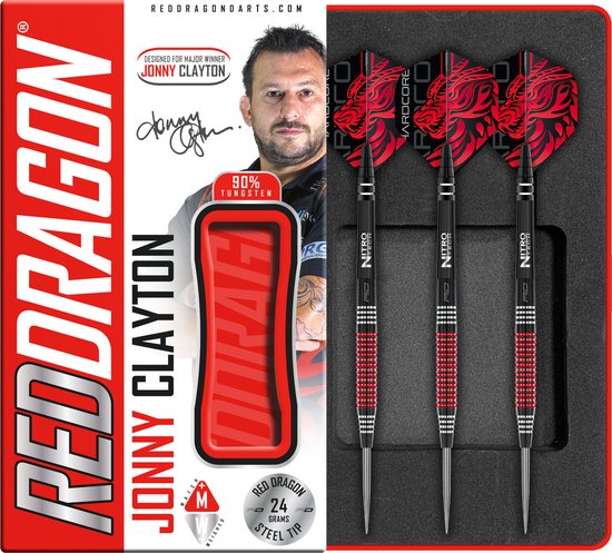 RED DRAGON - Jonny Clayton SE: Steeltip Tungsten Dartpijlen Professioneel - 24 gram van Red Dragon