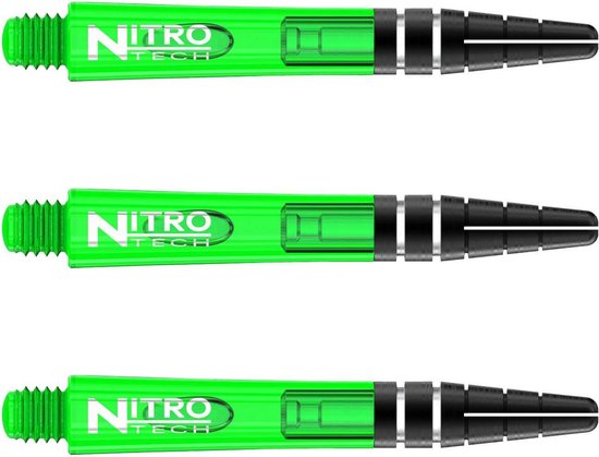 RED DRAGON - Nitrotech Groen Korte Dartschachten - 3 sets per pakket (9 stengels in totaal) van Red Dragon