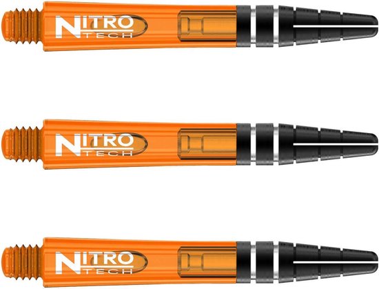 RED DRAGON - Nitrotech Oranje Korte Dartschachten - 3 sets per pakket (9 stengels in totaal) van Red Dragon