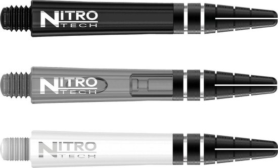 RED DRAGON - Nitrotech Selectiepakket 1 - Wit, Zwart en Grijs Korte Dartschachten - 3 sets per pakket (9 Dartschachten in totaal) van Red Dragon