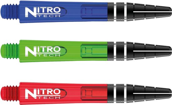 RED DRAGON - Nitrotech Selectiepakket 2 - Groen, Blauw en Rood Korte Dartschachten - 3 sets per pakket (9 Dartschachten in totaal) van Red Dragon