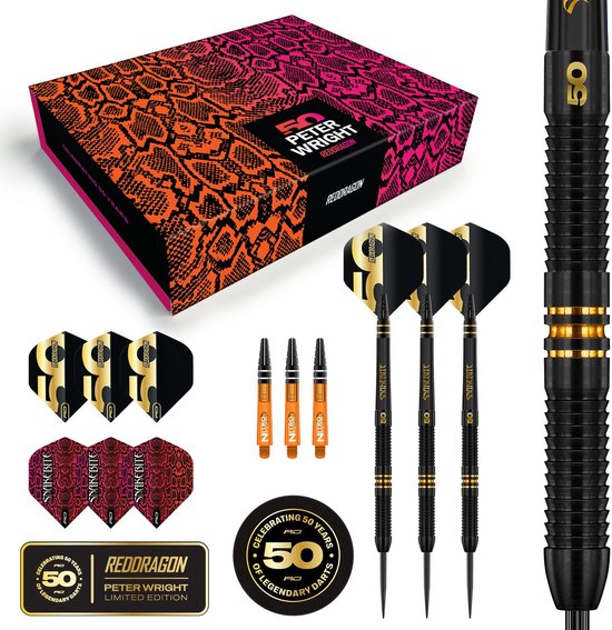 Red Dragon Peter Wright 50 Years Anniversary Limited Edition 90% - Dartpijlen van Merkloos