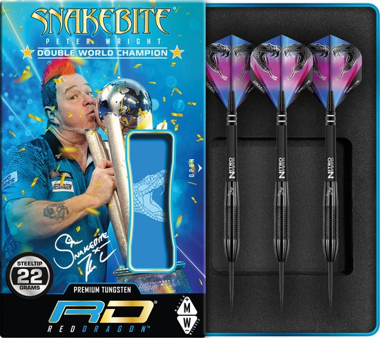 RED DRAGON - Peter Wright Snakebite 3: Steeltip Tungsten Dartpijlen Professioneel - 22 gram van Red Dragon