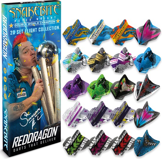 RED DRAGON - Peter Wright Snakebite Double World Champion vlucht collectie - (20 dartvluchten in totaal) van Red Dragon