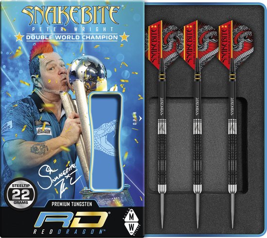 RED DRAGON - Peter Wright Snakebite DWC Special Edition: Steeltip Tungsten Dartpijlen Professioneel - 22 gram van Red Dragon