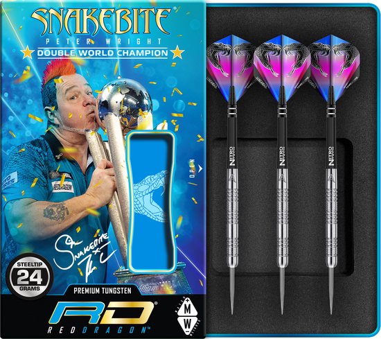 RED DRAGON - Peter Wright Snakebite Euro 11: Steeltip Tungsten Dartpijlen Professioneel - 24 gram van Red Dragon