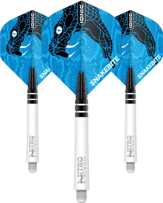 RED DRAGON - Peter Wright Snakebite Hardcore Nitrotech Blauw Vlucht en schachtcombinatie - 3 sets per pakket (9 dartvluchten in totaal) van Red Dragon