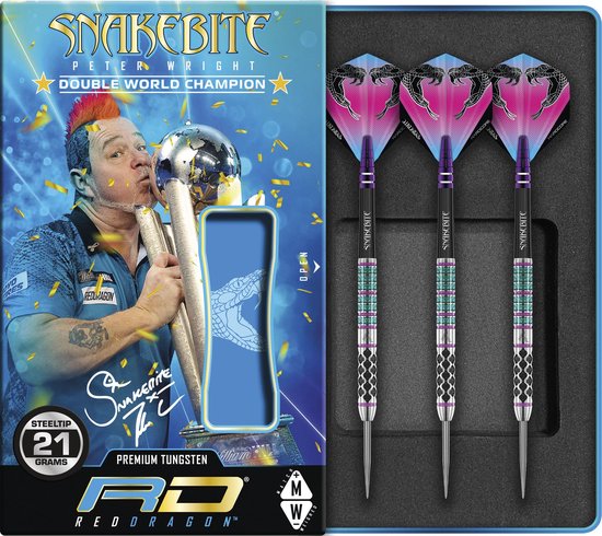 RED DRAGON - Peter Wright Snakebite Supa-Venom: Steeltip Tungsten Dartpijlen Professioneel - 21 gram van Red Dragon