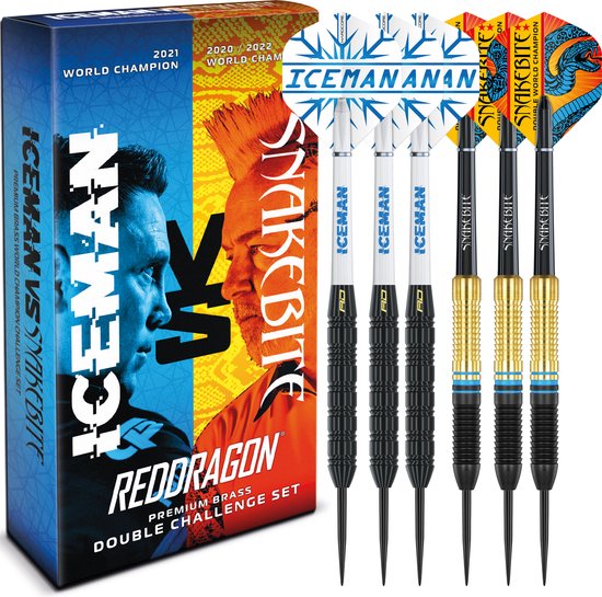 RED DRAGON - Peter Wright Snakebite V Gerwyn Price Iceman DWC: Brass Dartpijlen Professioneel - 22 gram van Red Dragon