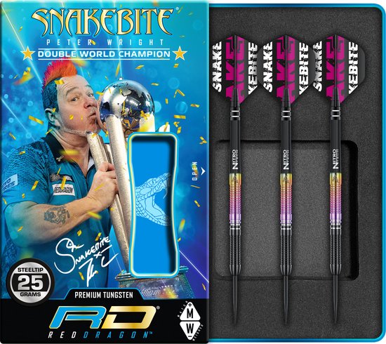 RED DRAGON - Peter Wright Snakebite World Champion 2020 Edition: Steeltip Tungsten Dartpijlen Professioneel - 23 gram van Red Dragon