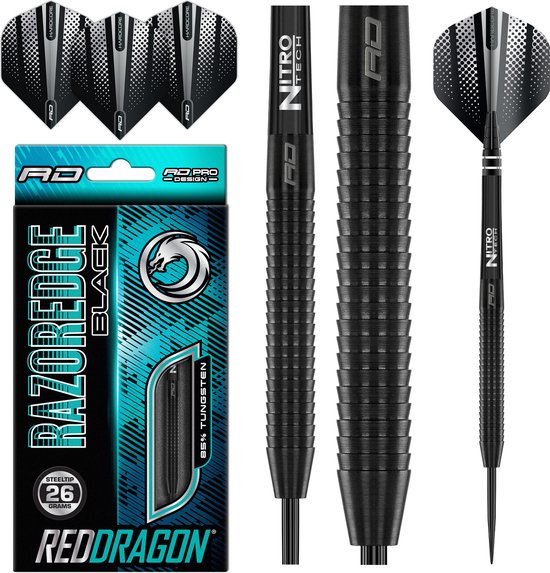 RED DRAGON - Razor Edge Black: Steeltip Tungsten Dartpijlen Professioneel - 26 gram van Red Dragon