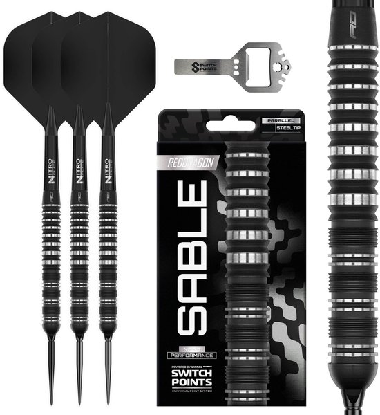 Red Dragon Sable Black Parallel Switch Point 90% - Dartpijlen
