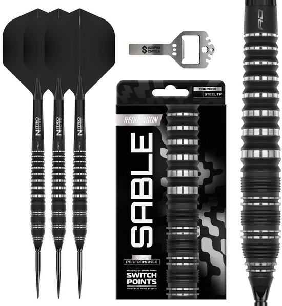 Red Dragon Sable Black Torpedo Switch Point 90% - Dartpijlen