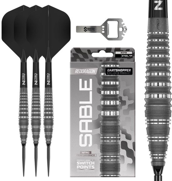 Red Dragon Sable Grey Bomb Switch Point 90% Dartshopper Exclusives - Dartpijlen