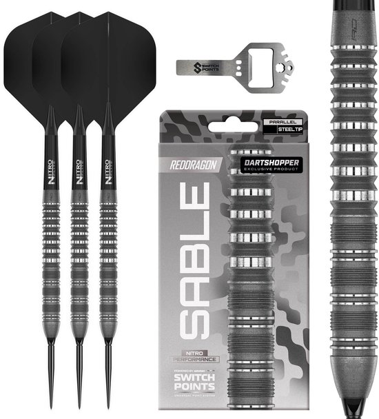 Red Dragon Sable Grey Parallel Switch Point 90% Dartshopper Exclusives - Dartpijlen