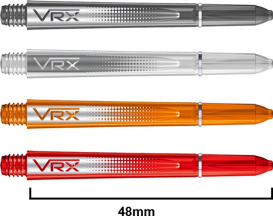 RED DRAGON - VRX Selectiepakket 2 - Rood, Oranje, Wit en Grijs Medium Dartschafts - 4 sets per pakket (12 dartvluchten in totaal)