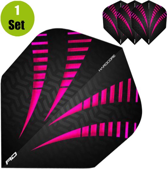 RedDragon Hardcore Radical Dartflights - Zwart-Roze van Reddragon