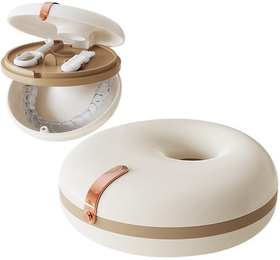 Retainer Case, Kunstgebit Case, Retainer Case Kunstgebit Reinigingsset met 1 Uitlijner Verwijderingstool en 1 Kunstgebit Borstel voor Beugels of Kunstgebit Reiniging Reisopslag, Wit van Foconeks