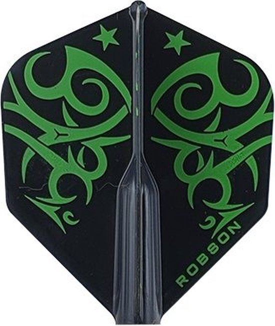 Robson Standaard Tribal Dartflights - Zwart - Groen- () van Robson