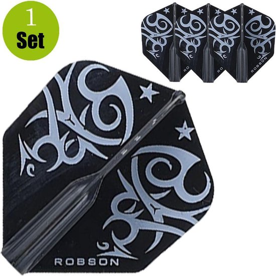 Robson Standaard Tribal Dartflights - Zwart - Wit- () van Robson
