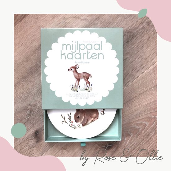 Rose & Ollie Mijlpaalkaarten baby - Bosdieren - babyshower - kraamcadeau van Rose & Ollie
