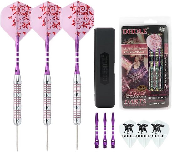 Roze Darts voor Dames 21 gram met Stalen Punt - Inclusief Aluminium Schachten van Merkloos
