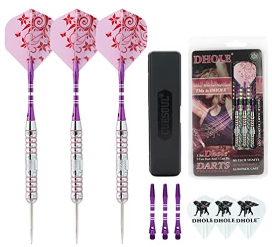 Roze Darts voor Dames 23g met Stalen Punt - Darts Set met 2 Gewichten