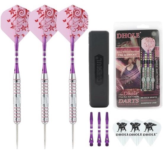 Roze darts voor dames 23g met stalen punt - Dartset met 2 gewichten