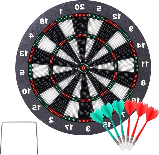 Safety Dart Board Set voor kinderen - 16.4 inch - Rubberen dartbord - 6 softtips - Geweldig spel voor gezinnen - Vrije tijd van Toyrific