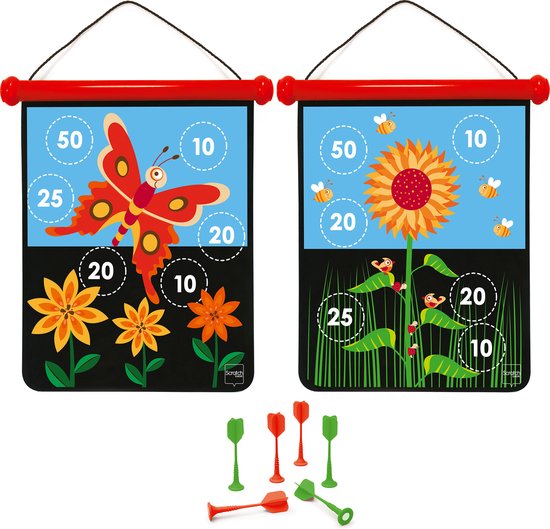 Scratch Active Play: MAGNETISCHE DARTS medium / Tuin 40x31cm, 2-zijdig bedrukt, in tube, 5+ van Scratch