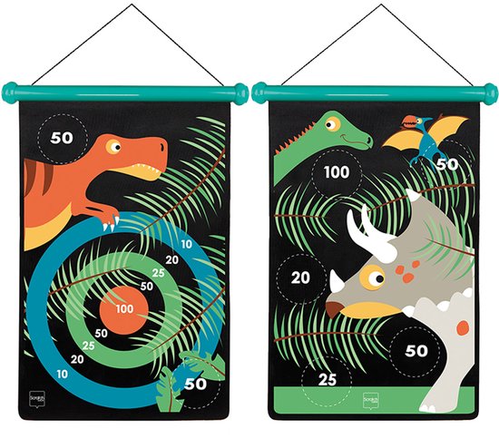 SCRATCH Magnetische Darts - Dinowereld (L) - 36X55Cm - 2-Zijdig - 5 Jaar