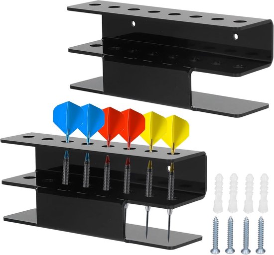Set van 2 Wandmontage Dart Holders met 16 Darts: Ideaal voor Steeldart, Pindart en Dartboard Accessoires voor Training en Display