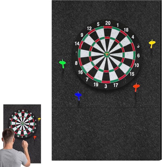 Set van 6 wandbeschermers voor dartborden van vilt, zelfklevende wandrand ter bescherming van muren en dartpijlen, ideaal als achterwand voor kurken dartborden en ter voorkoming van schade