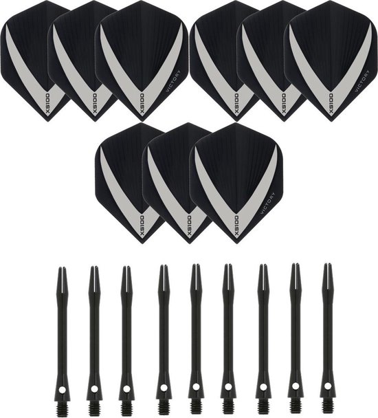 sets (9 stuks) Super Sterke - Smokey - Vista-X - dart flights - inclusief 3 sets (9 stuks) - medium - Aluminium - zwart - dart shafts van Vista-X
