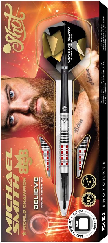 Shot Michael Smith Believe 90% Soft Tip - Dartpjlen van Shot!