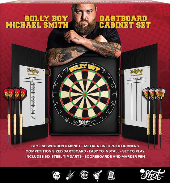 Shot Michael Smith Cabinet - Dartbord Kast van Merkloos