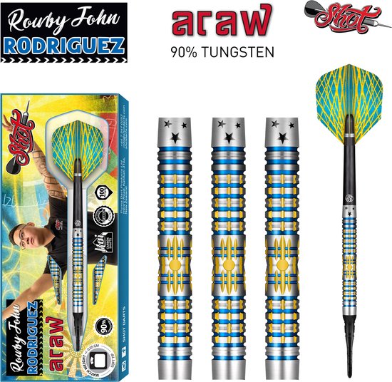 Shot Rowby-John Rodriguez Araw 90% Soft Tip - Dartpijlen van Shot!